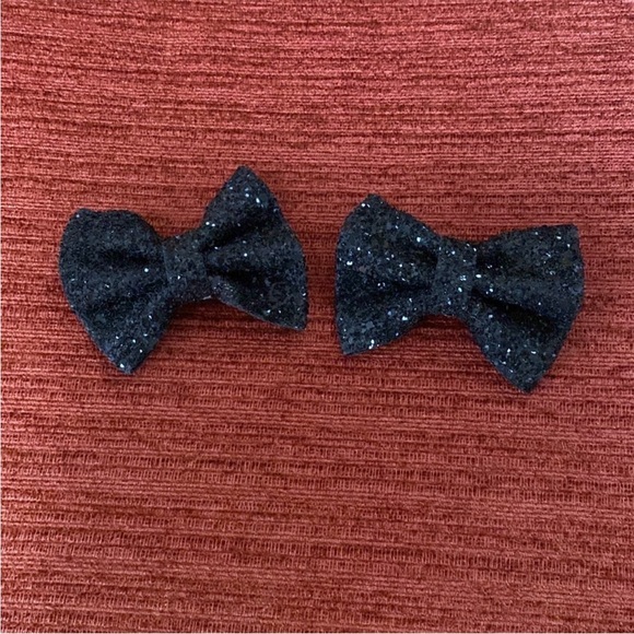 VTG 80’s Black Glitter Shoe Bow Bows - Picture 2 of 5